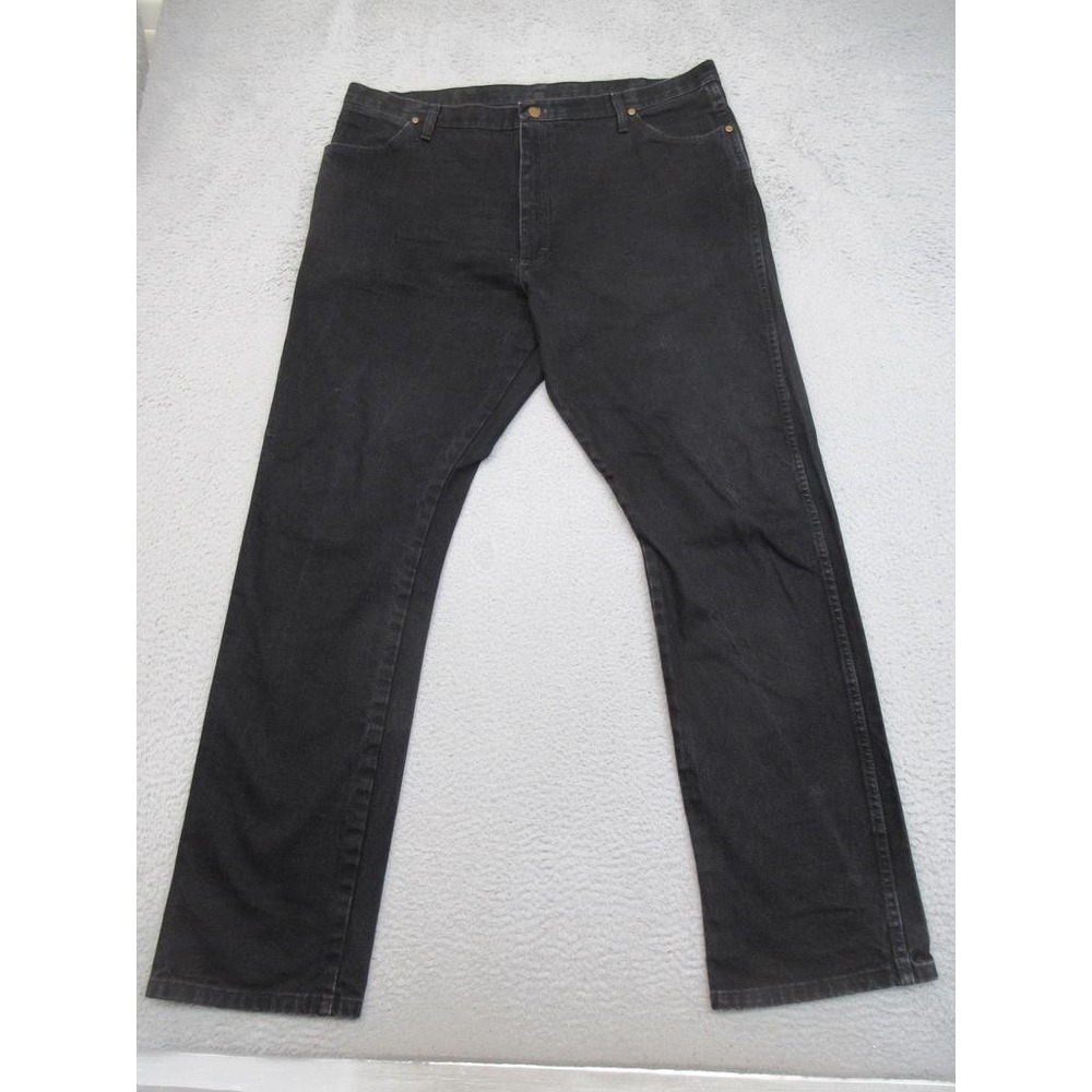 Wrangler Black Jeans Mens 42x34 Dark Wash Classic Straight Leg Denim A203 4020